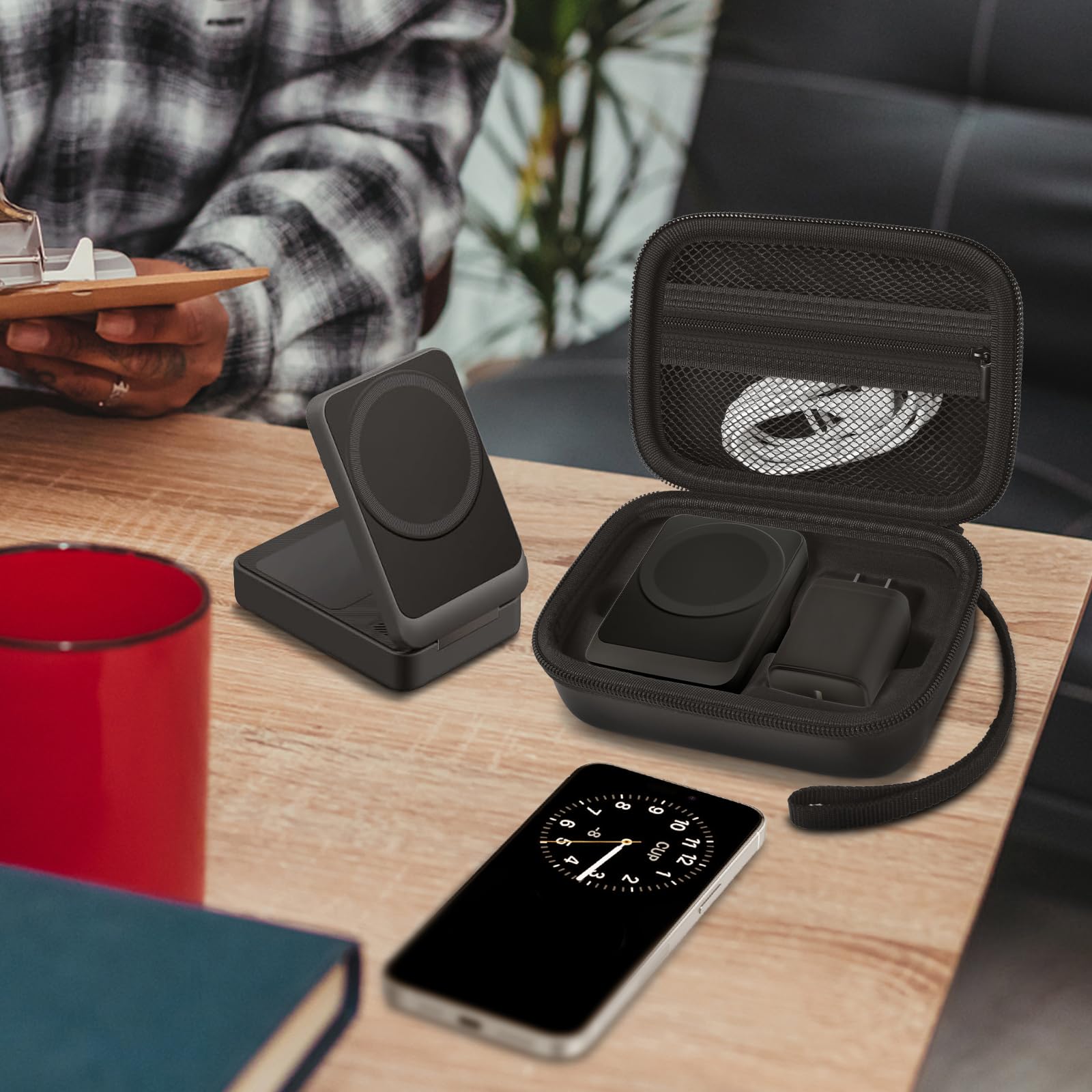 Anker MagSafe Charger MagGo 3-in-1 Charging Station Case - 15W Wireless Magnetic Stand for Apple Watch, Power Bank & USB-C Chargers - Black Storage Box | Perfect for Home, Office & Travel Organization
