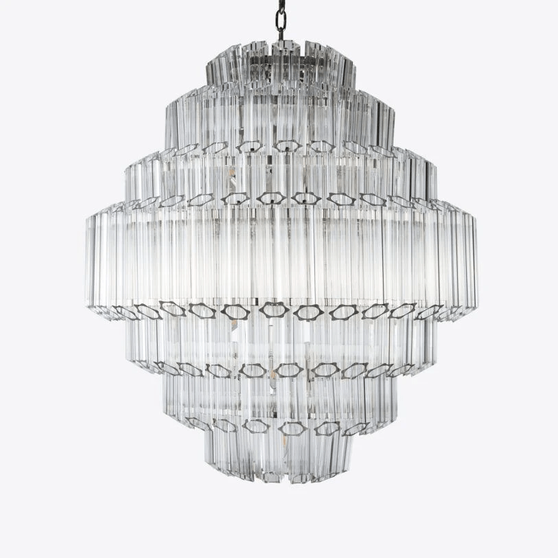 Grande Palermo Clear Crystal Chandelier - Elegant Modern Lighting Fixture for Dining Room, Living Room & Bedroom