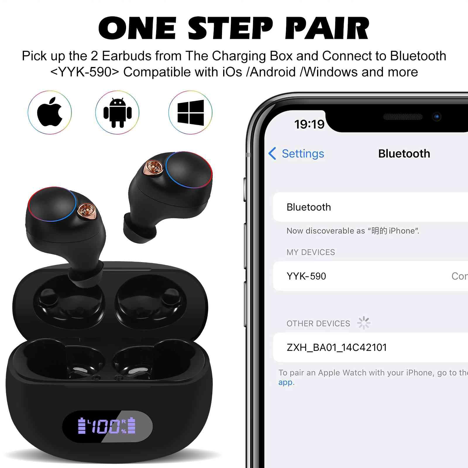 UrbanX Pro 12 Wireless Bluetooth Earbuds with Microphone, IPX7 Waterproof & Digital Display - Deep Bass in-Ear Headphones Compatible with Amazon Kindle Fire HD & All Kindle Tablets - Perfect for Workouts, Commuting & Audiobooks