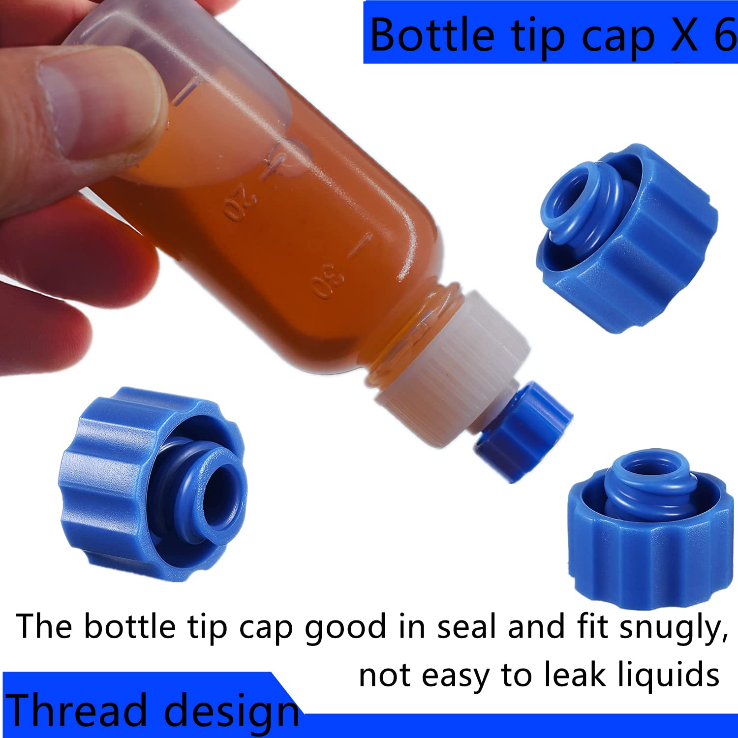 6 Pack 30ml Plastic Glue Applicator Bottles with Blunt Needle Tips (14ga/16ga/18ga/20ga) - Squeezable Dropper Bottles for Crafts, DIY, Quilling, Painting & Oil Applications - Perfect for Jewelry Making, Model Building & Home Repairs