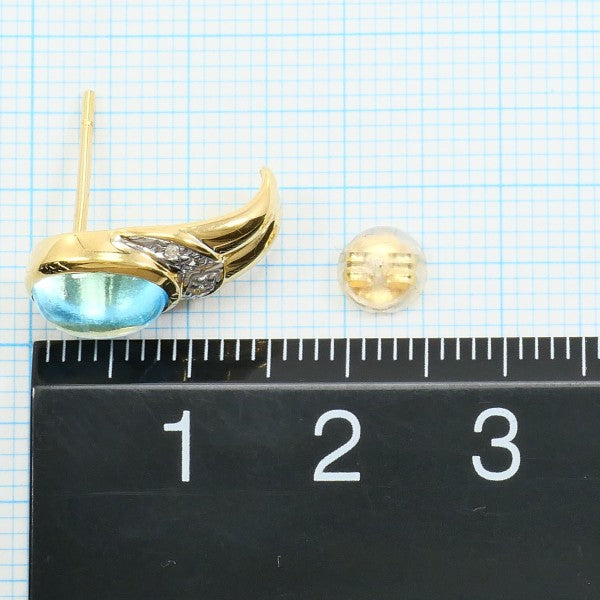 18K Yellow Gold Blue Topaz Diamond Stud Earrings for Women - Elegant Gift for Anniversary, Birthday & Special Occasions