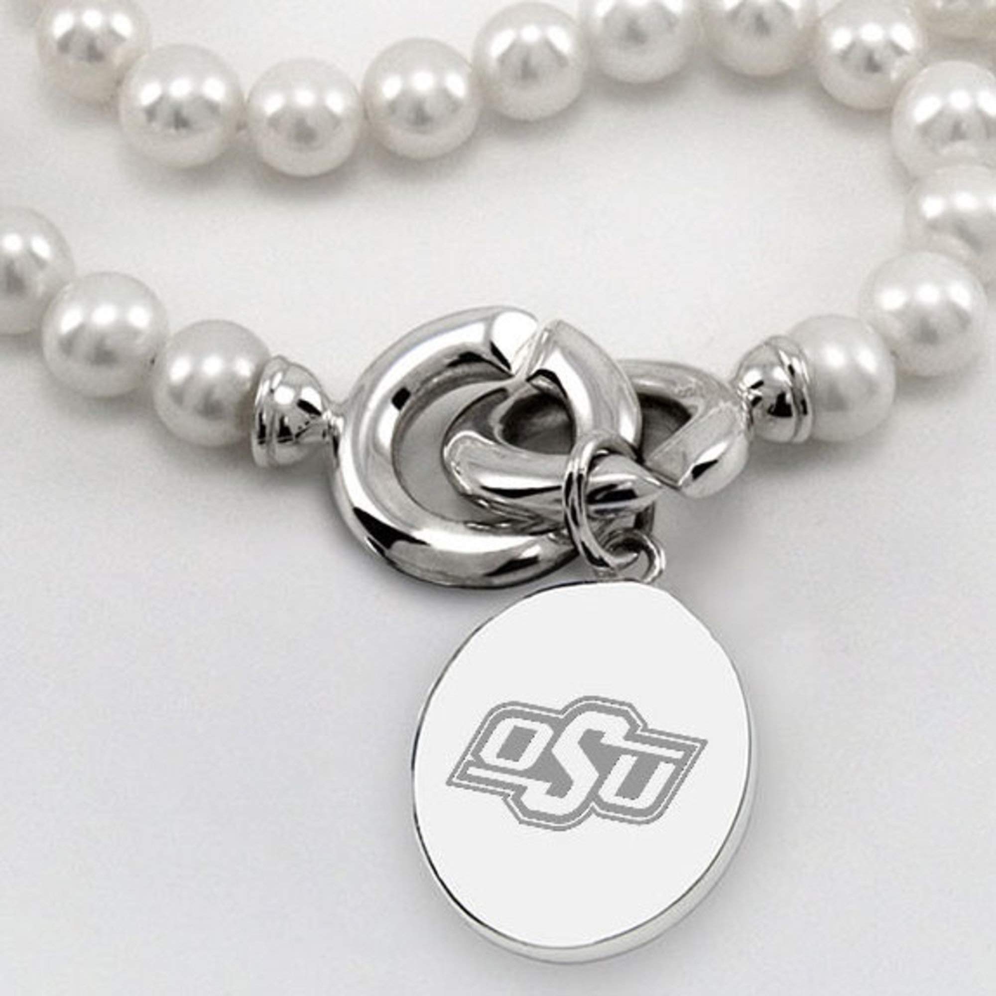Oklahoma State University Pearl Necklace with Sterling Silver Charm - Elegant Graduation Gift for Her, Cowgirl Jewelry, Homecoming Accessories | Perfect for Graduation, Game Day & Special Occasions