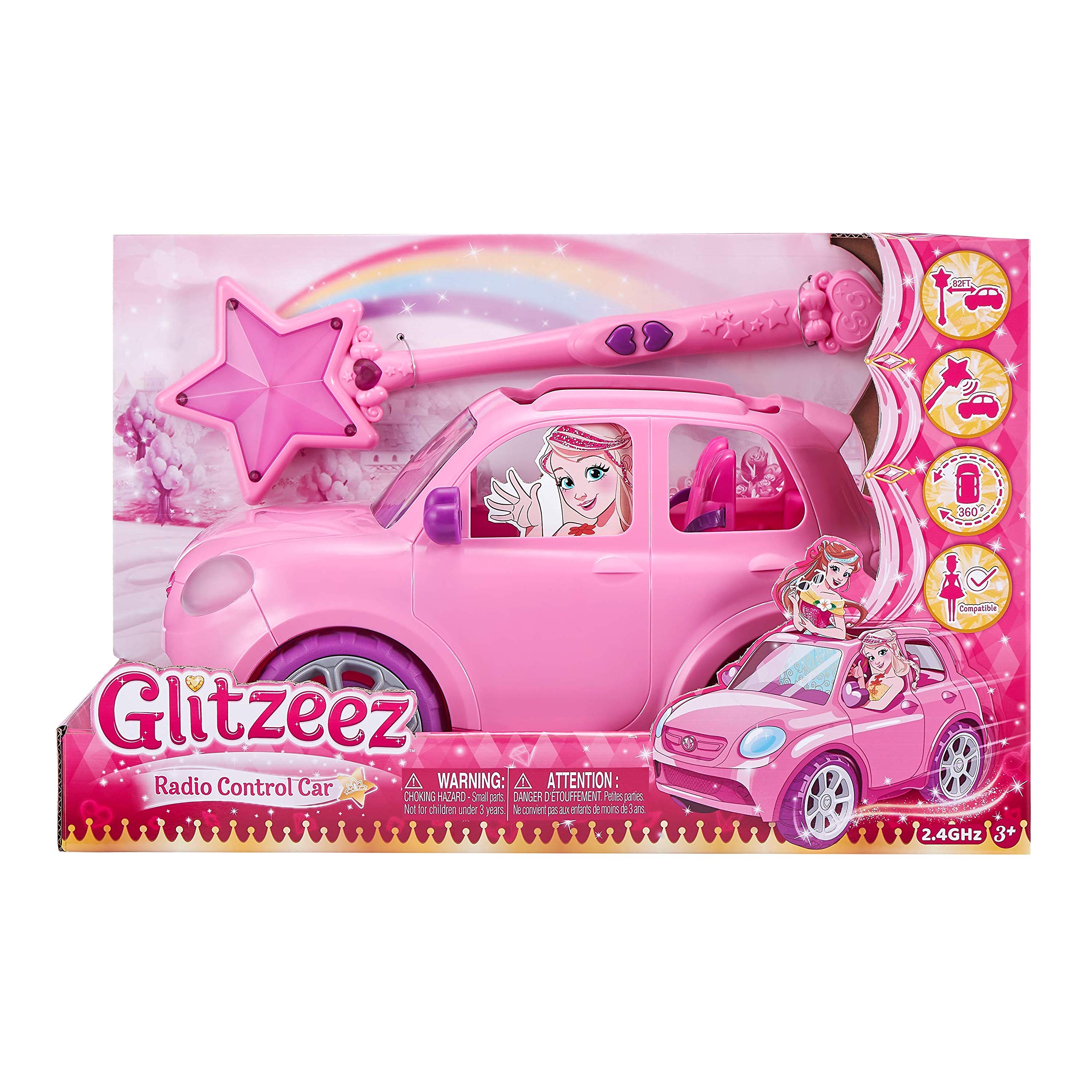 Glitzeez Magic Wand Remote Control Car for Kids - 82ft Long Range & 360° Spinning, Rechargeable RC Toy Car for Boys Girls Age 3-8 - Perfect for Indoor Outdoor Play, Birthday Gifts & Party Favors