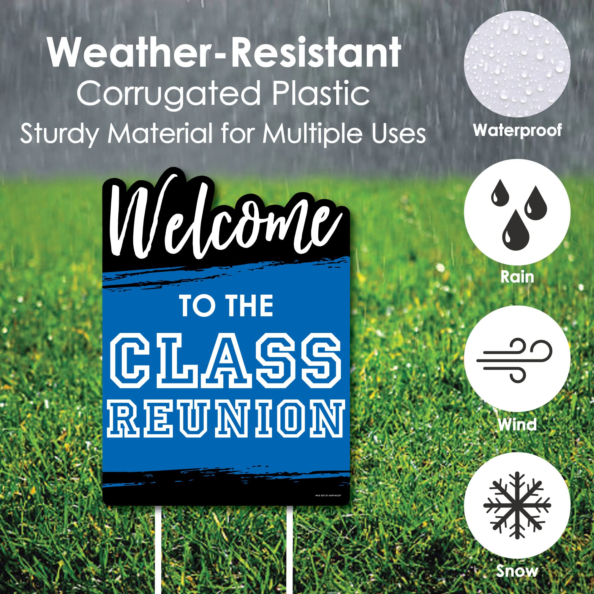 Big Dot of Happiness Reunited Blue Party Decorations - Royal Blue Class Reunion Welcome Yard Sign for School Alumni Events, Backyard Parties & Graduation Celebrations