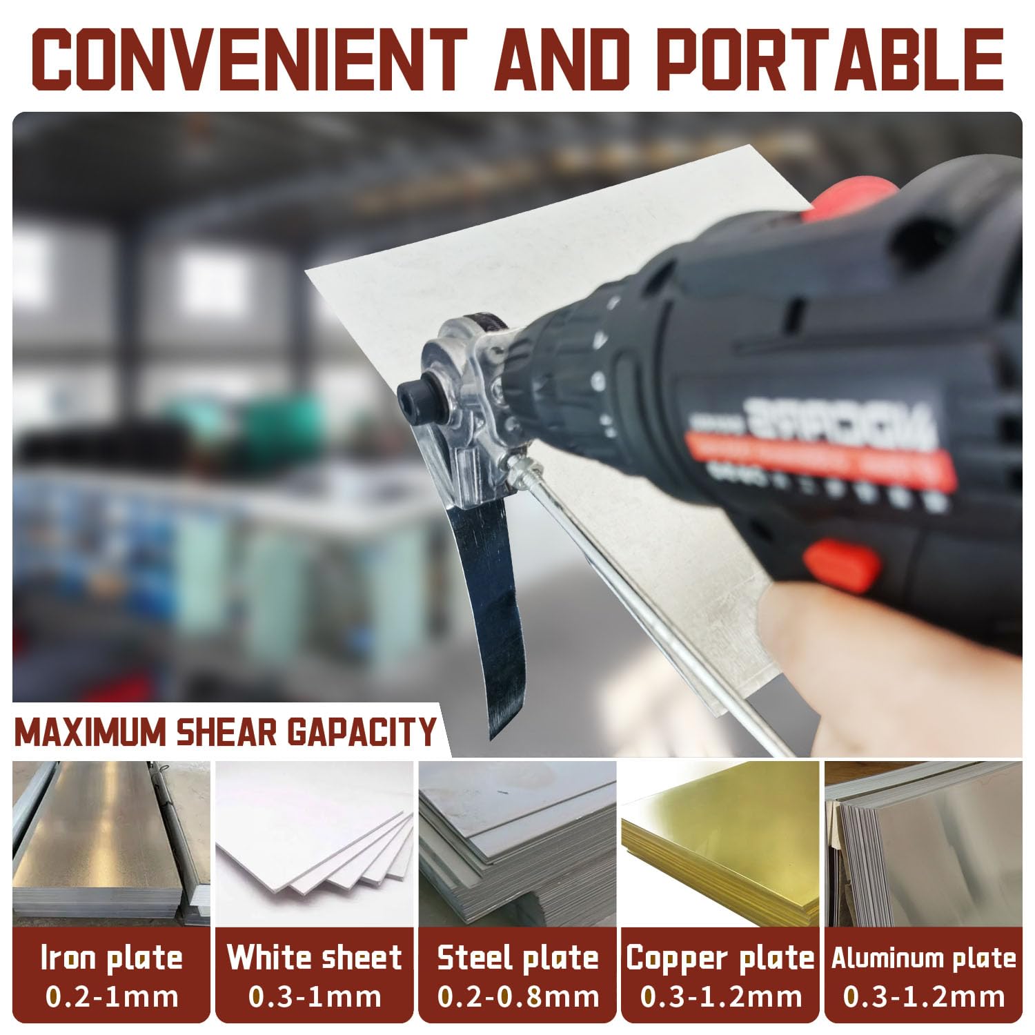2024 Electric Drill Plate Cutter - Drill Cut Pro Metal Nibbler Attachment | Heavy Duty Sheet Metal Cutter with Adapter for Iron, Steel, Copper & Aluminum | DIY Tool for Metalworking, HVAC, Automotive & Home Improvement Projects
