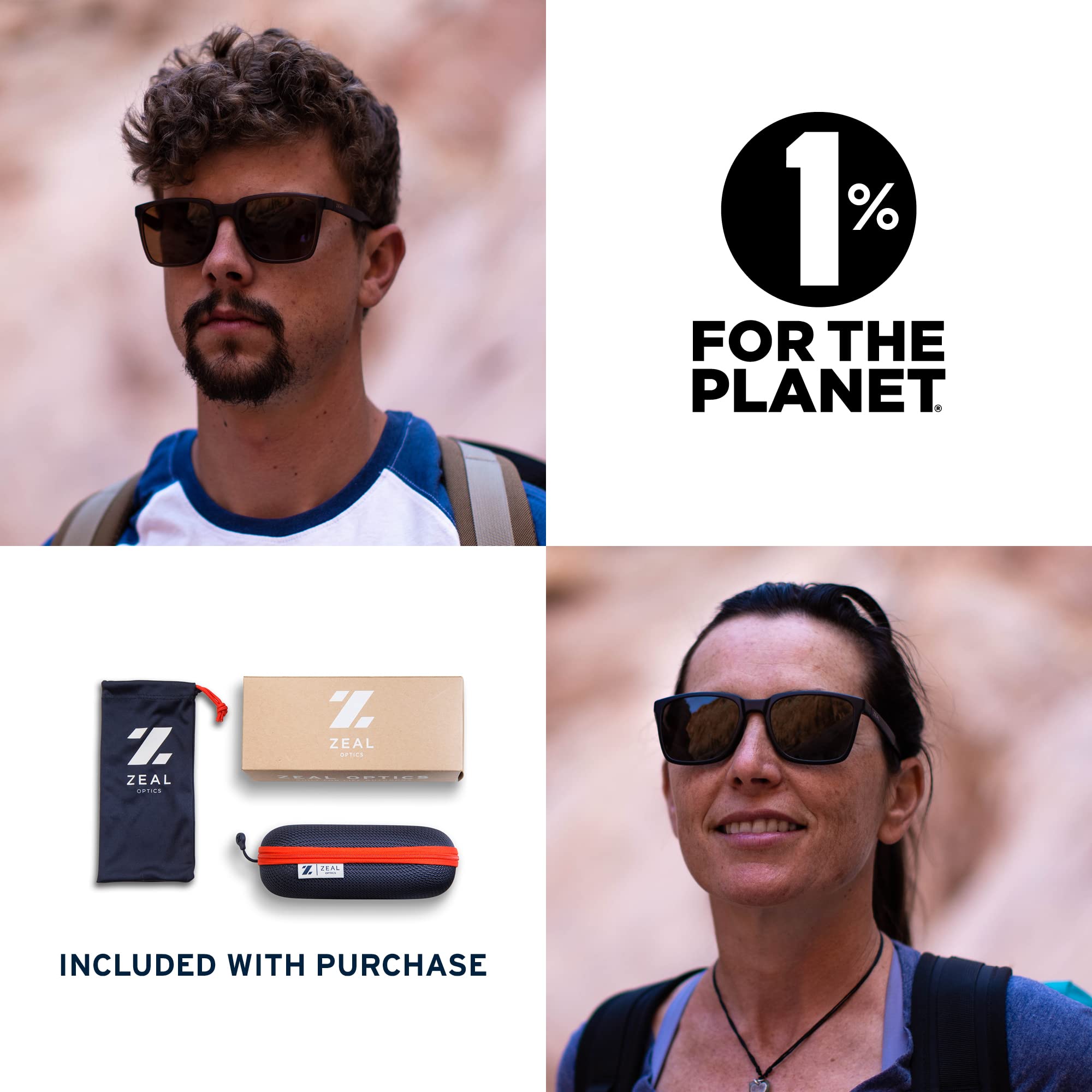 Zeal Optics Campo Polarized Sunglasses for Men & Women - Eco-Friendly Plant-Based Frame - UV Protection for Outdoor Activities, Hiking & Driving