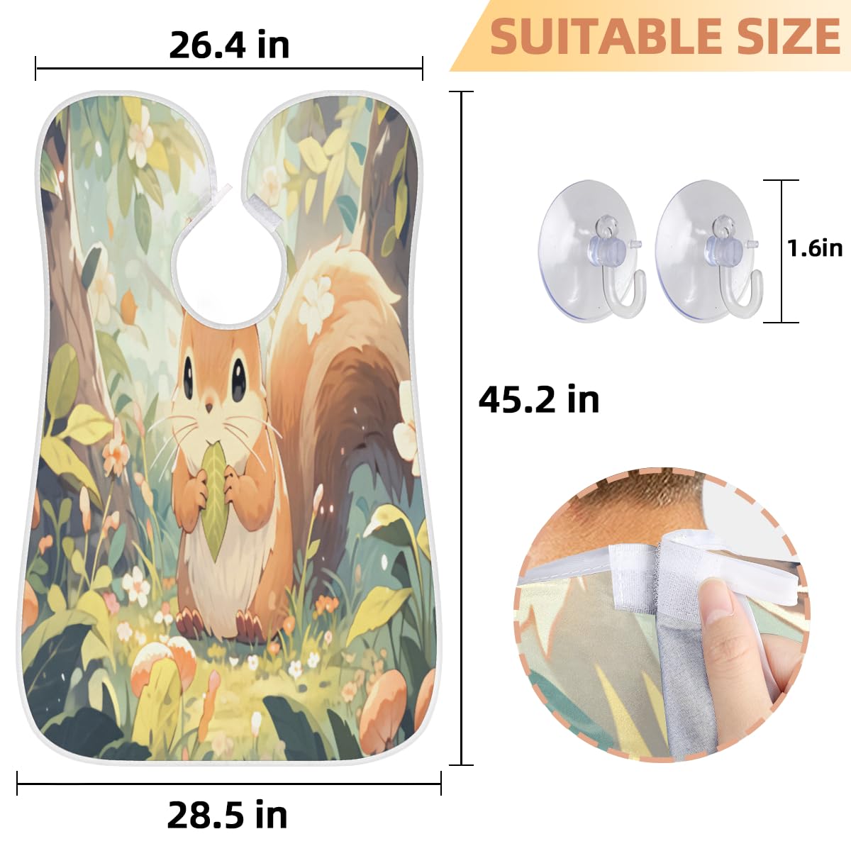 **Cartoon Squirrel Beard Shaving Bib for Men & Women - Waterproof Makeup & Hair Dye Apron, Barber Cape for Haircut & Beard Trimming - Sink Hair Catcher, Perfect Gift for Stylists & Grooming Enthusiasts (Great for Salons, Home Grooming & DIY Haircuts)**