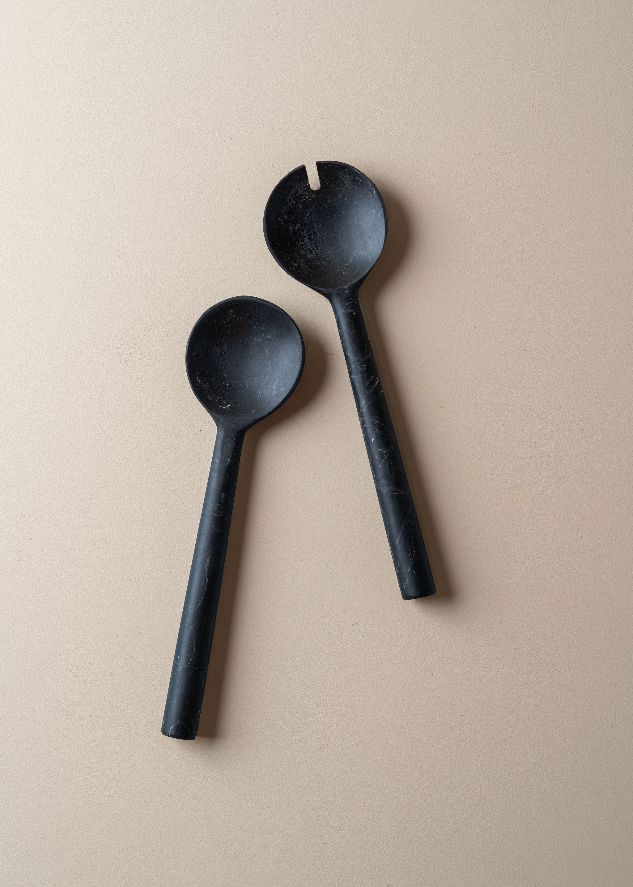 Premium Flow Resin Salad Serving Set - Elegant Ash Black Color | Perfect for Dinner Parties, BBQs & Healthy Meal Prep