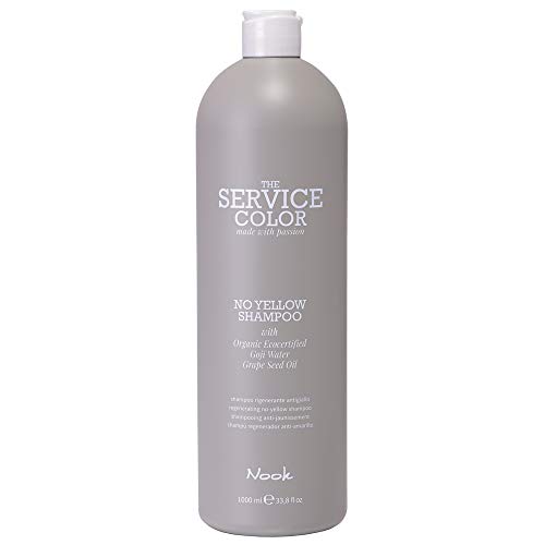 Nook No Yellow 'The Service Color' Shampoo - 1000mL for Blonde & Gray Hair - Salon Quality Toning & Brightening Shampoo for Color-Treated Hair at Home