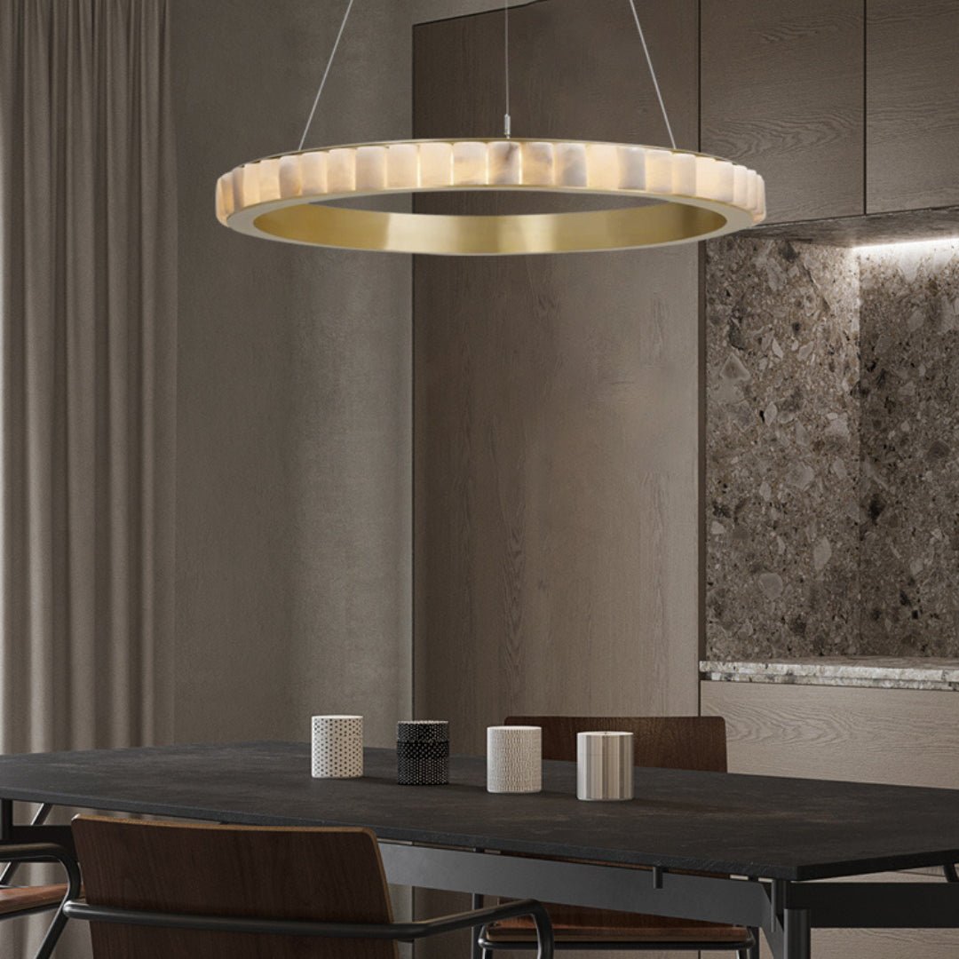Alabaster Avalon Halo Chandelier - Elegant Crystal Ceiling Light Fixture for Dining Room, Bedroom & Living Room Decor