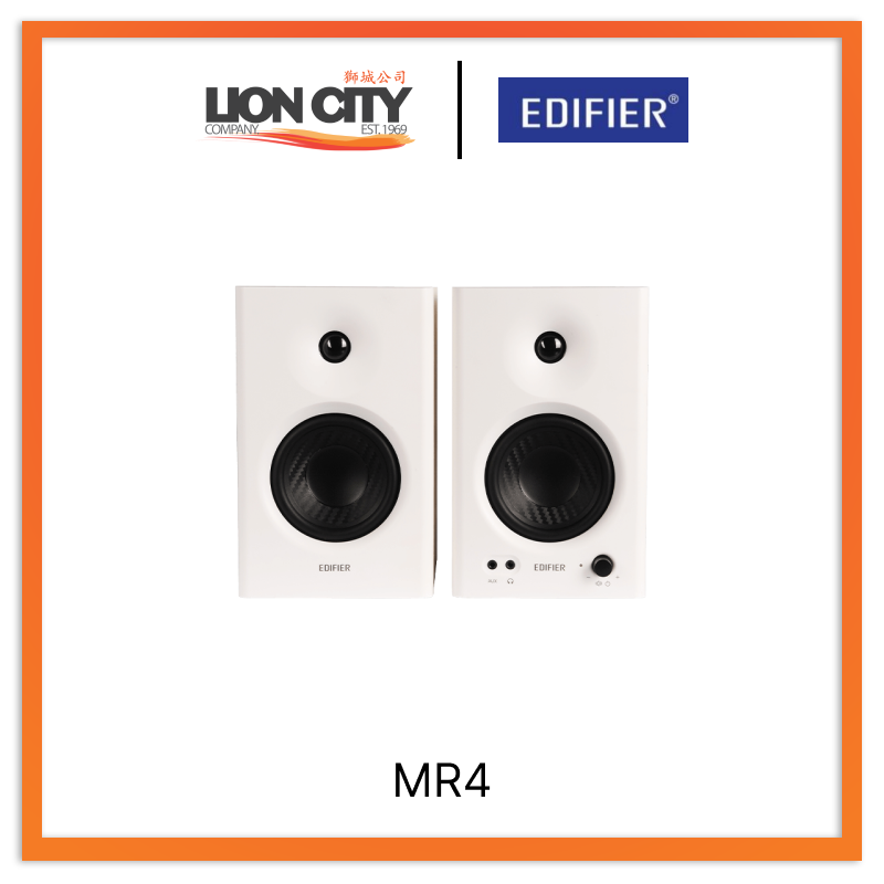 Edifier MR4 White 42W Powered Studio Monitor Speakers - Professional Audio for Home Recording, Music Production & Gaming Setup