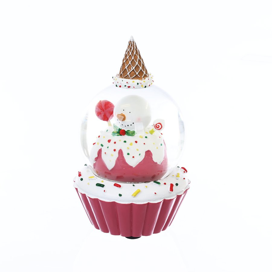 APJ Cupcake Snow Globe with Snowman Design - 350g Winter Decoration for Home, Office, and Holiday Gifts
