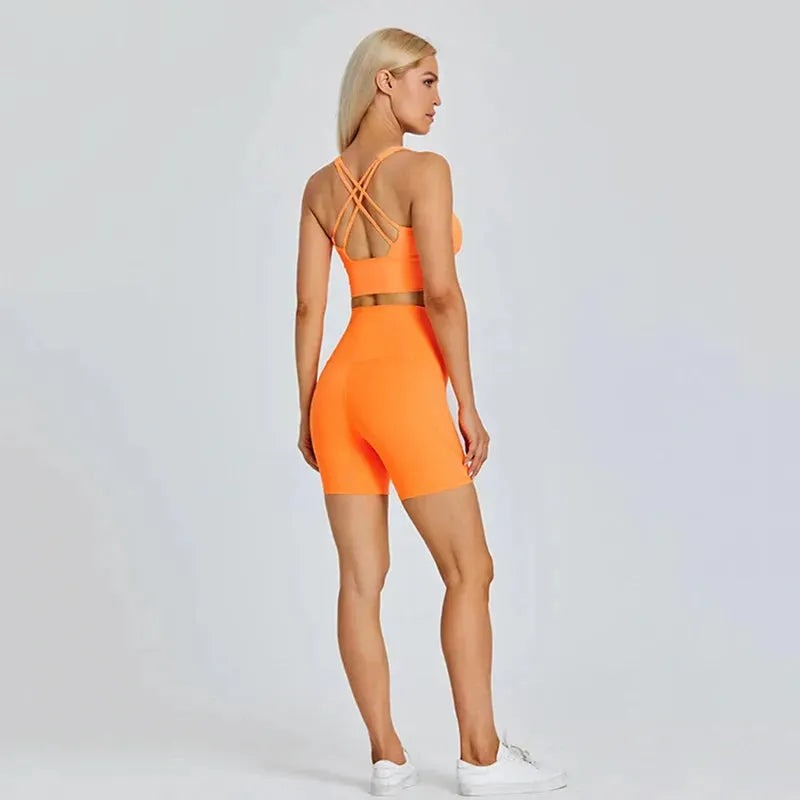 ABS LOLI Pockets Yoga Shorts Set for Women - 2 Piece High Waist Workout Outfit with Side Pockets | Gym Wear, Running Shorts & Sports Clothes | Perfect for Yoga, Fitness Training & Casual Athleisure Wear