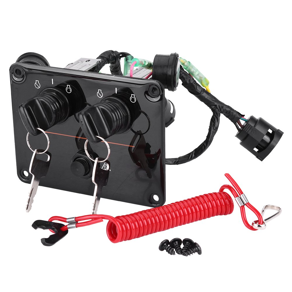 Dual Engine Key Switch Panel Assembly 6K1-82570-08-00 - Compatible with Outboard Motors | Marine Boat Engine Control Replacement Part for Smooth Operation on Watercraft