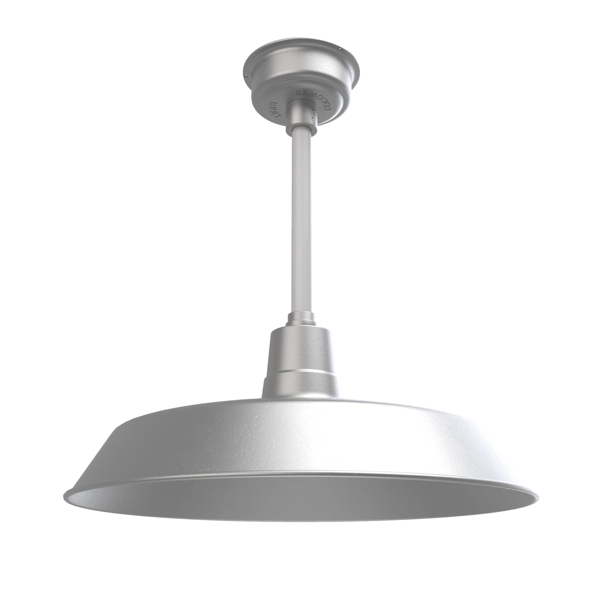Cocoweb 22 Inch Vintage LED Pendant Barn Light - Galvanized Silver Finish with White Down Rod - Perfect for Farmhouse, Kitchen Island & Dining Room Lighting