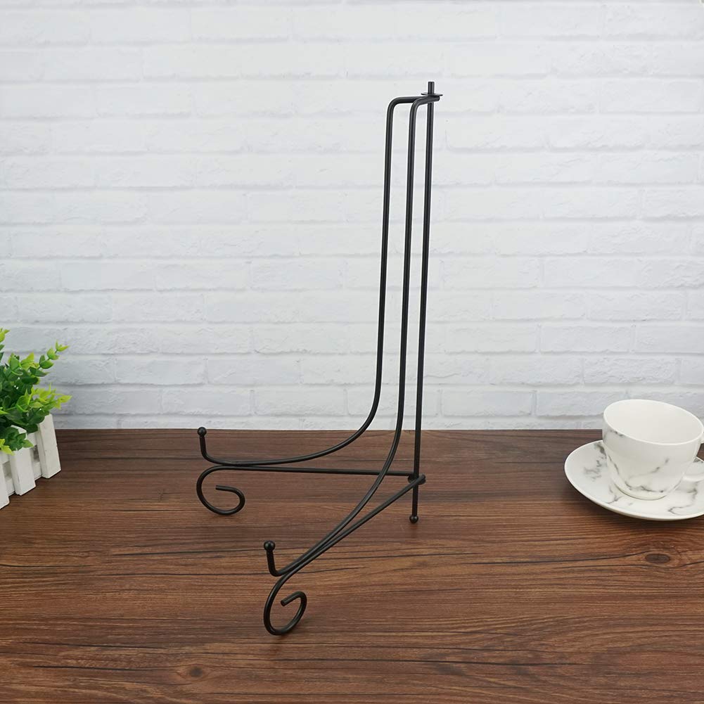 (2 Pack) 15 Inch Large Black Iron Easel Stand - Heavy Duty Plate Display Holder for Picture Frames, Decorative Plates, Tablets & Artwork | Perfect for Home Decor, Gallery Exhibits and Retail Displays