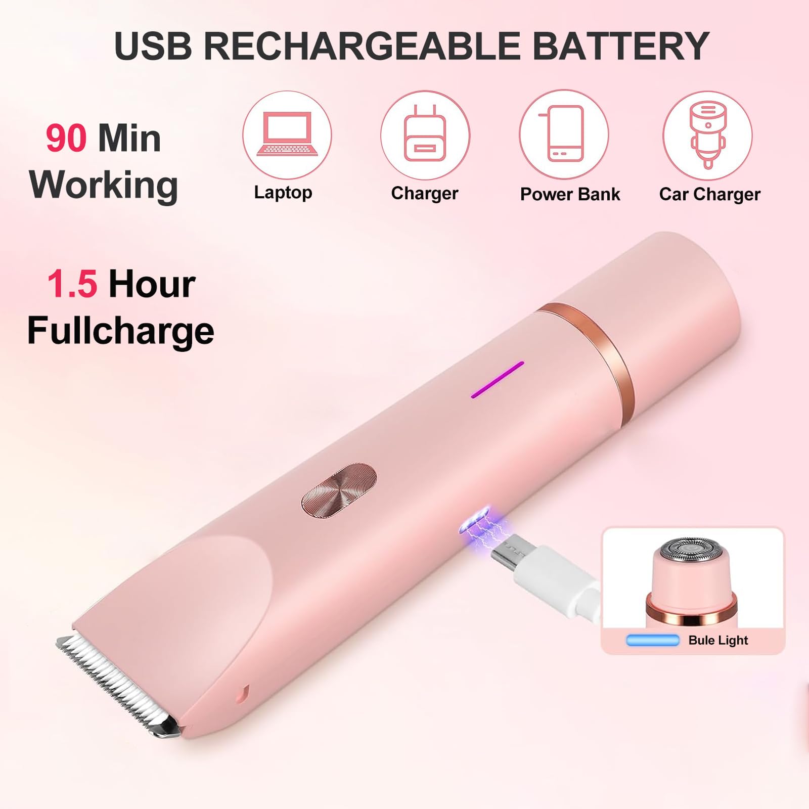 Best Electric Shaver for Women - 2-in-1 Rechargeable Razor for Legs, Underarms, Face & Bikini Area - Wet & Dry Hair Trimmer for Smooth Skin - Perfect for Travel, Gym & Home Use