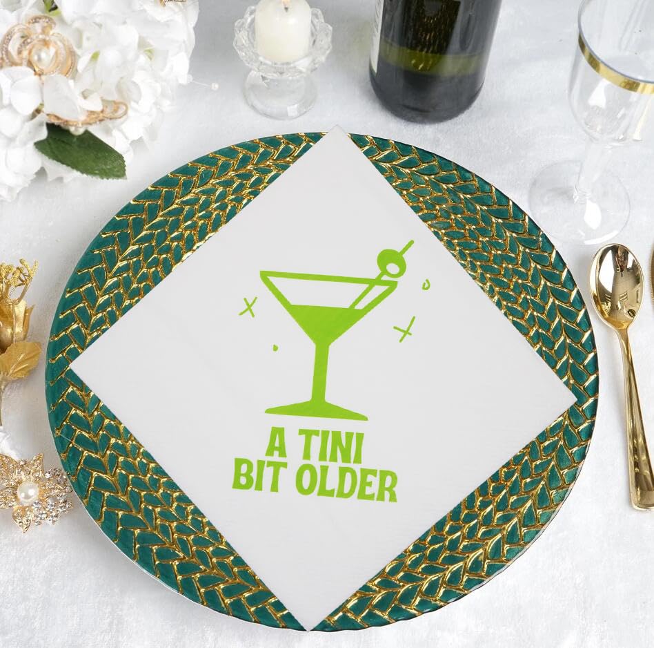 Trendy Martini Birthday Napkins & Party Decorations - A Tini Bit Older Theme for Martini Bar Celebrations - Perfect for Cocktail Parties, 21st Birthdays & Themed Events
