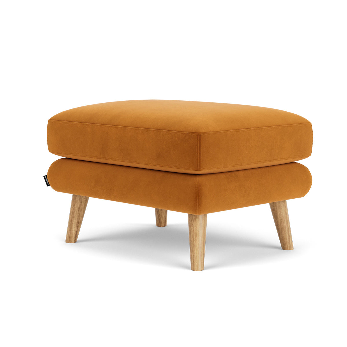 Luxury George Velvet Ottoman - Soft Tufted Footstool, Padded Seat & Sturdy Wooden Legs - Perfect for Living Room, Bedroom or Nursery Decor