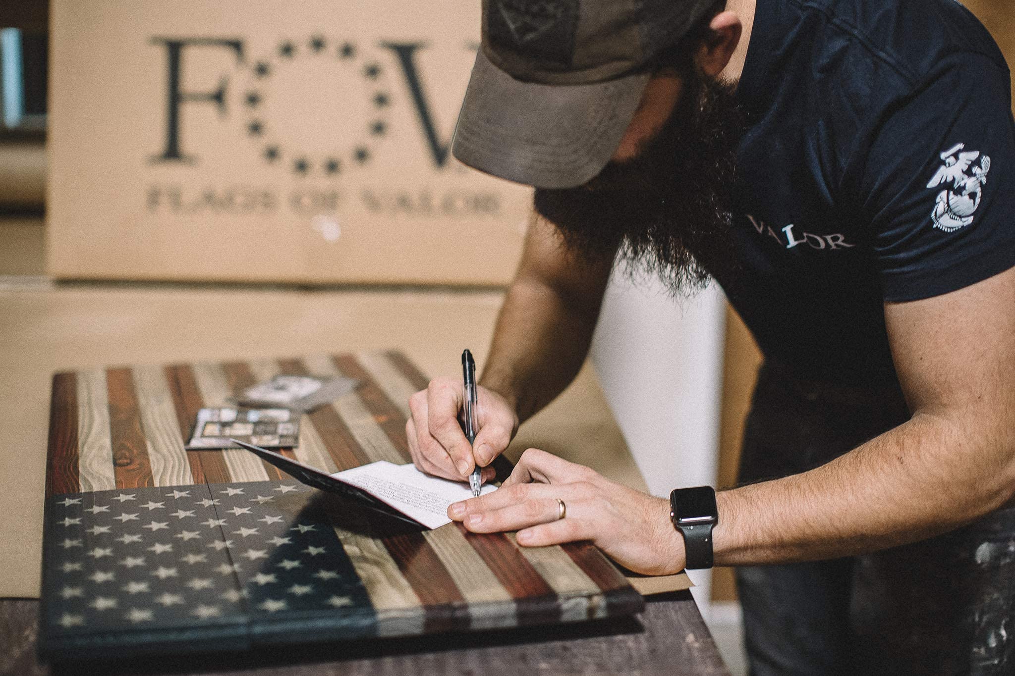 Handcrafted Wooden American Flag - Patriotic Wall Art Decor Made in USA by Veterans | Large 22x42 Inch US Flag Wall Hanging for Man Cave, Living Room, Office & Home | Ready to Hang, Durable Wood Wall Decor
