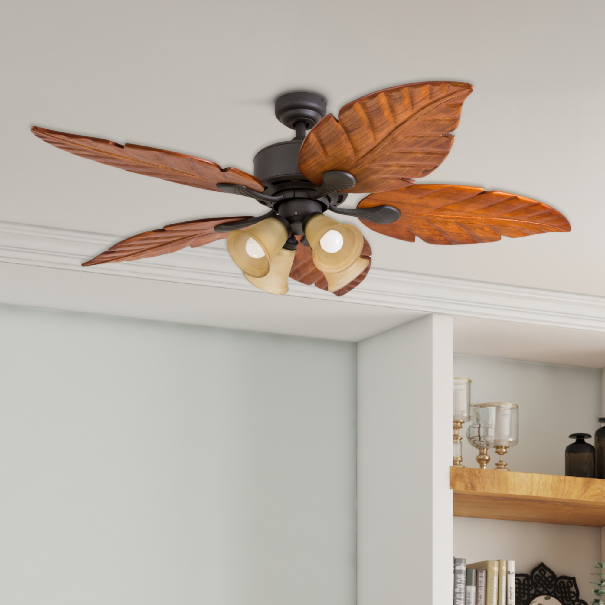 52 Inch Bronze Remote Control Ceiling Fan with Light - Modern Energy Efficient Indoor Cooling Fan for Living Room, Bedroom, and Office