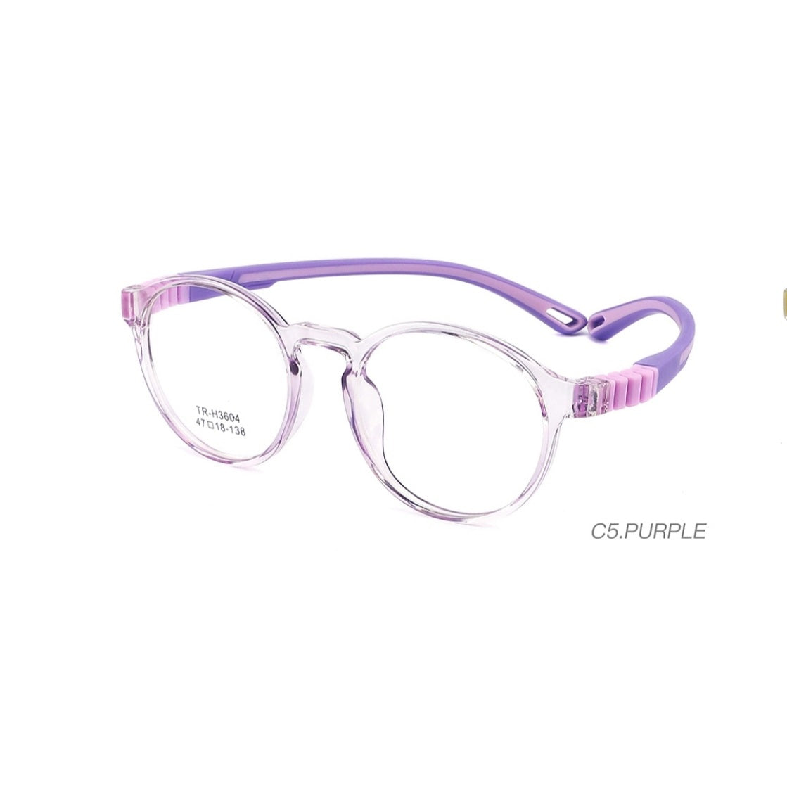 Unbreakable Kids Round Glasses TR 6804 - Shatterproof Purple Eyewear for Children | Perfect for School, Sports & Outdoor Activities