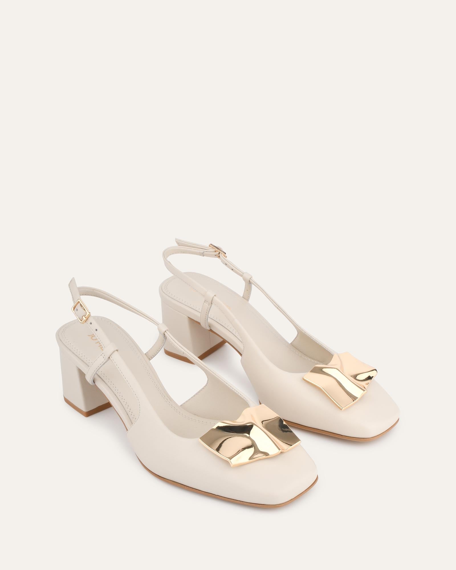 Petra Low Heels - Off White Leather Women's Shoes for Comfort & Style | Perfect for Office, Casual Wear & Special Occasions