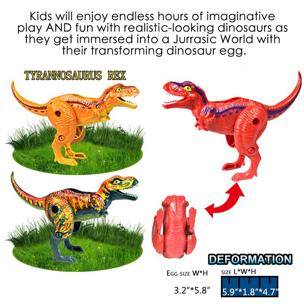 4 Pack Magic Hatching Dinosaur Eggs Toys for Kids 3+ Years - T-Rex, Pterosaurs, Brachiosaurus & Triceratops (Random Colors) - Fun Educational STEM Gifts for Boys & Girls, Perfect for Birthday Parties & Pretend Play