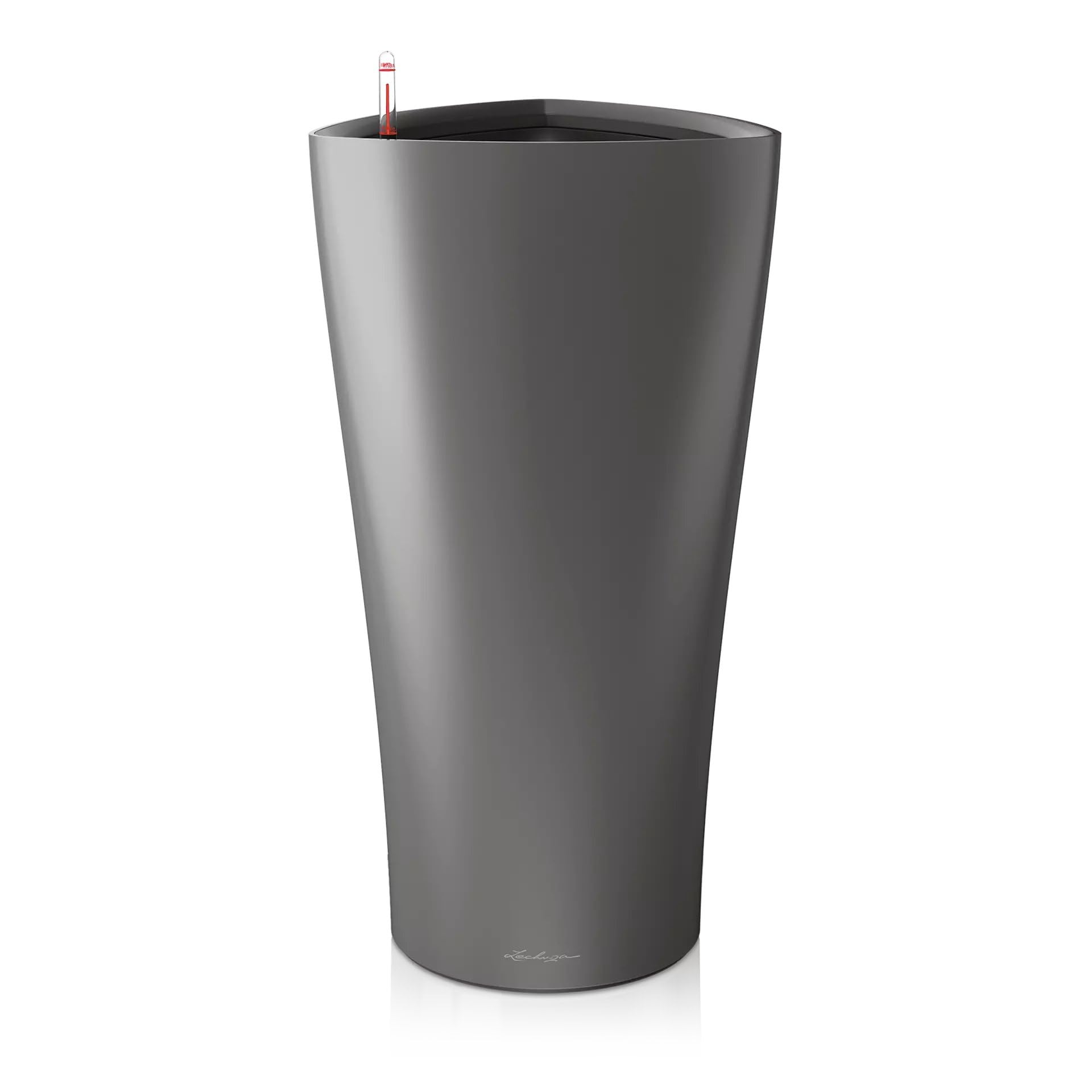 Lechuza Delta 40 Self-Watering Planter - Large Indoor/Outdoor Garden Flower Pot with Drainage Holes & Plant Substrate - 29.5 Inch (75cm) Charcoal Metallic Polyresin - Perfect for Living Room, Patio, or Office Decor