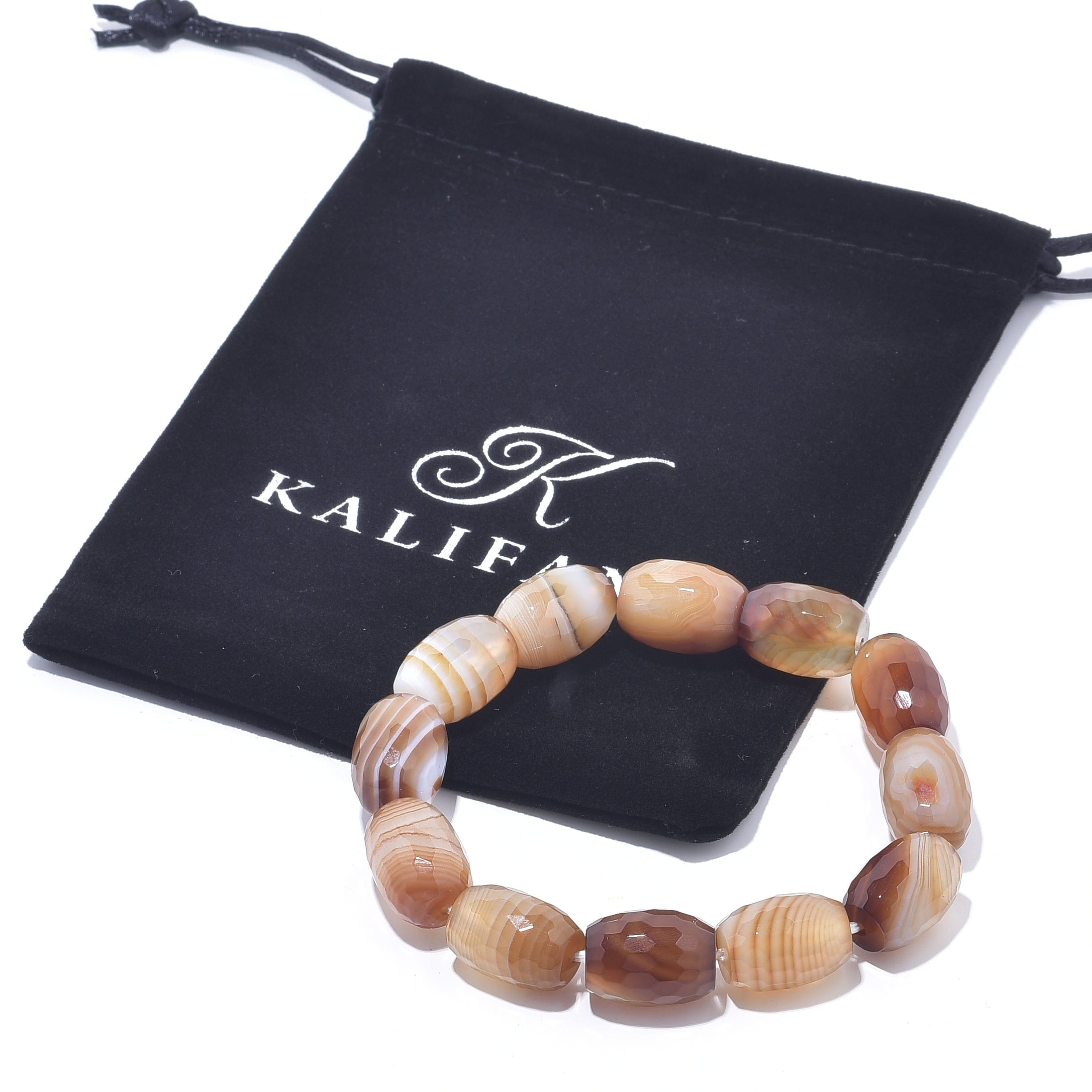 Natural Agate Gemstone Stretch Bracelet for Women - Healing Crystal Elastic Beaded Bangle for Yoga, Meditation & Spiritual Energy