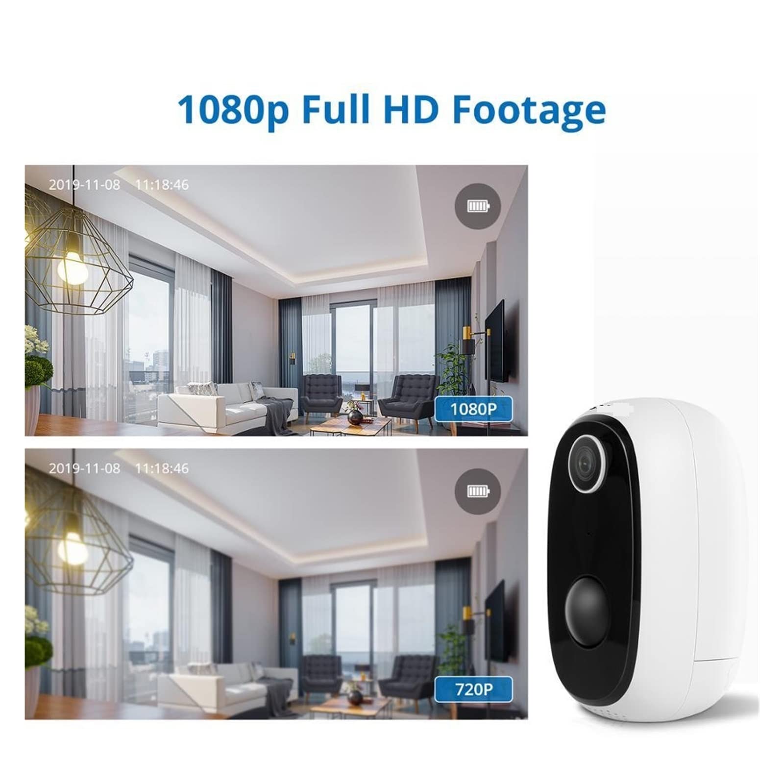 SilteD Solar Security Camera Outdoor - 6000mAh Rechargeable Battery, IP65 Weatherproof, 1080P HD Wireless WiFi Camera with Night Vision | Ideal for Home, Garage, Yard & Business Surveillance (Camera Only, No Solar Panel)