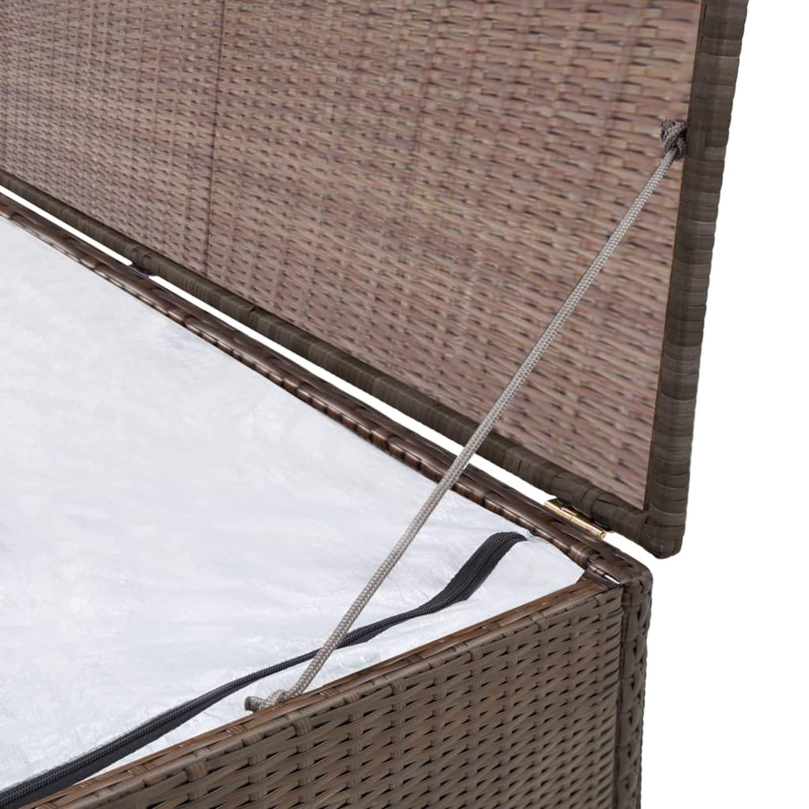 Waterproof Outdoor Deck Storage Box - 120x50x60cm Poly Rattan Garden Patio Furniture for Cushions, Toys & Pool Accessories | Weather-Resistant Brown Deck Box for Backyard, Balcony & Poolside Organization