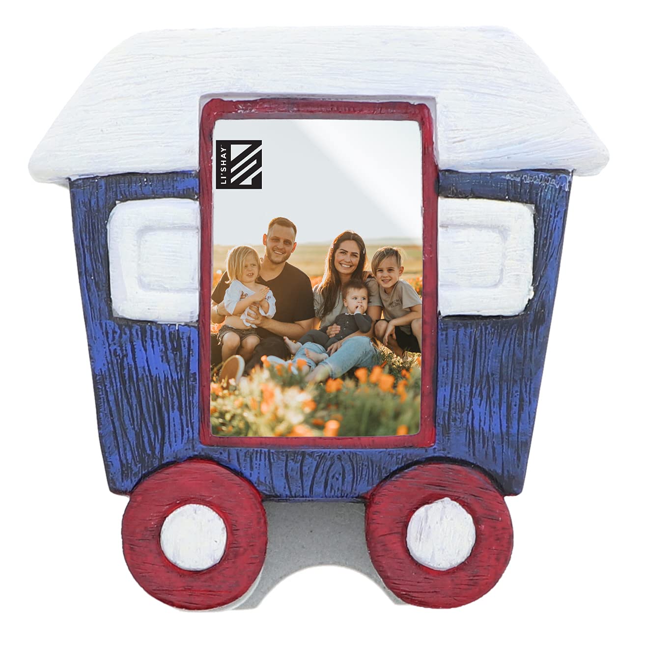 Li'Shay Cute Wooden Picture Frame for Boys - Train Themed Photo Display - Perfect for Kids Room Decor, Nursery Wall Art & Birthday Gifts