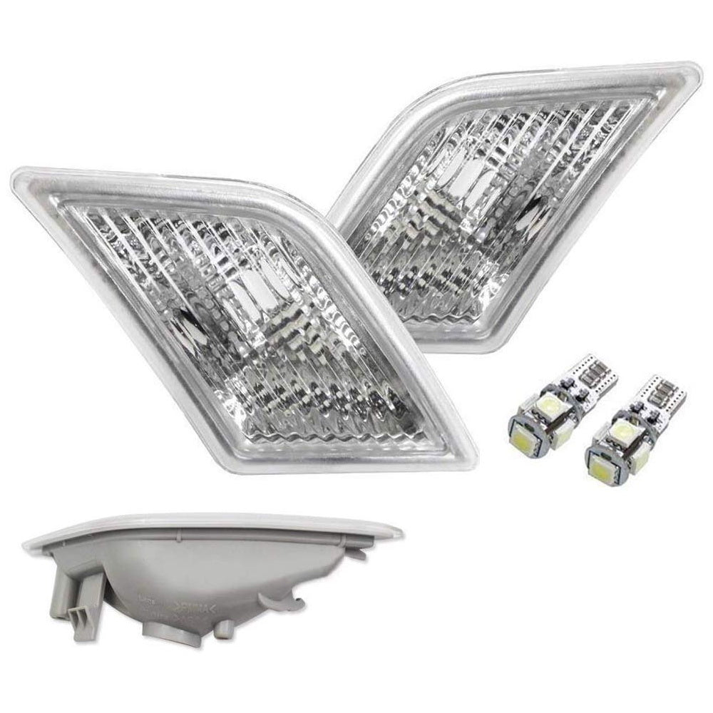 Clear Lens White LED Side Marker Lights for 2008-2011 Mercedes W204 Pre-LCI C-Class - Enhance Visibility & Style for Night Driving & Car Shows