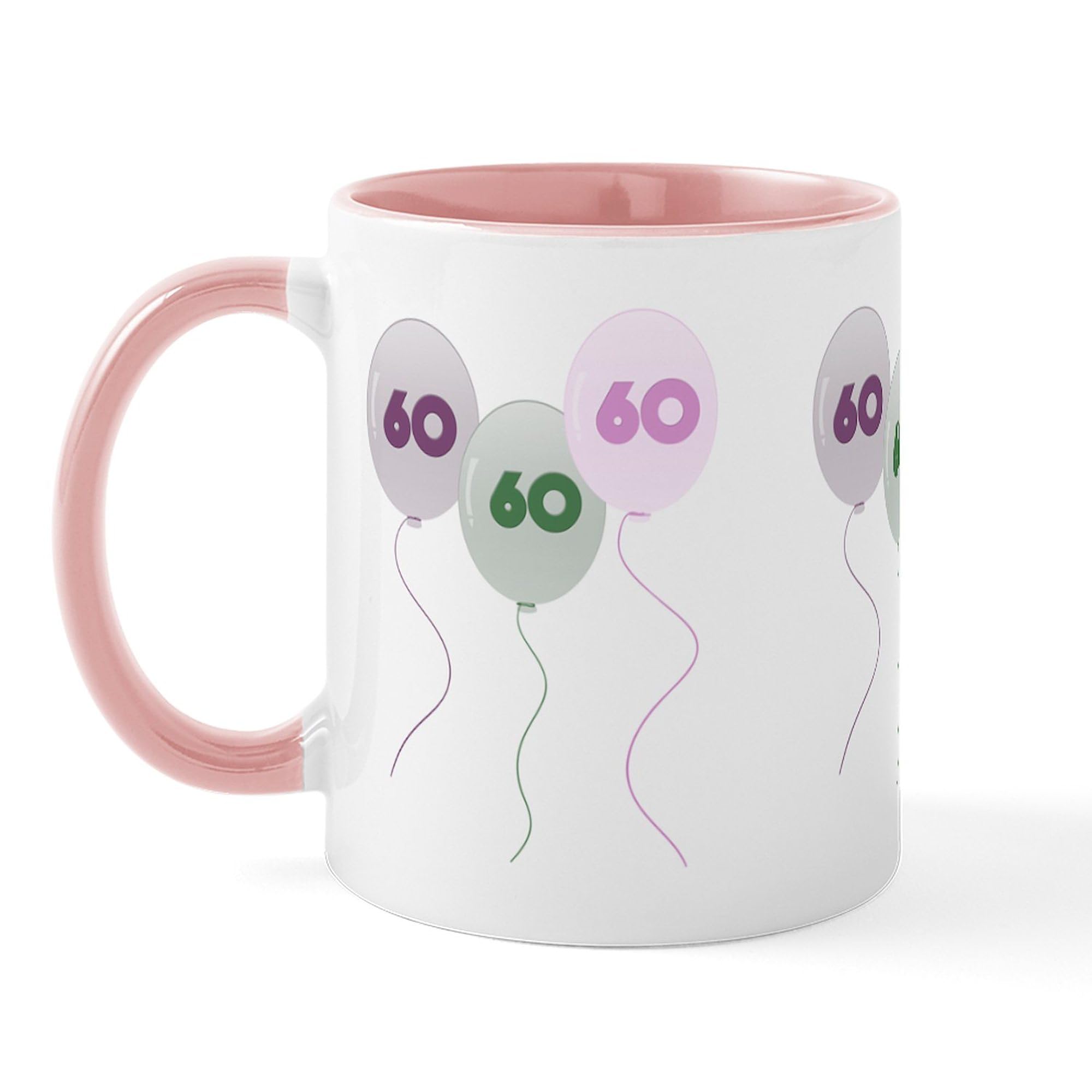 60th Birthday Balloons Ceramic Coffee Mug - 11 oz (325 ml) by CafePress - Perfect for Milestone Celebrations, Office Gifts & Daily Coffee Enjoyment