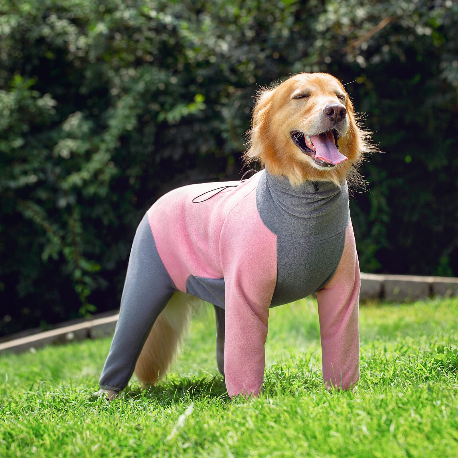 Warm Fleece Dog Winter Coat with High Collar - Windproof Full Body Snowsuit for Large & Medium Dogs | X-Large Pink Dog Sweater for Cold Weather | Perfect for Winter Walks & Outdoor Adventures