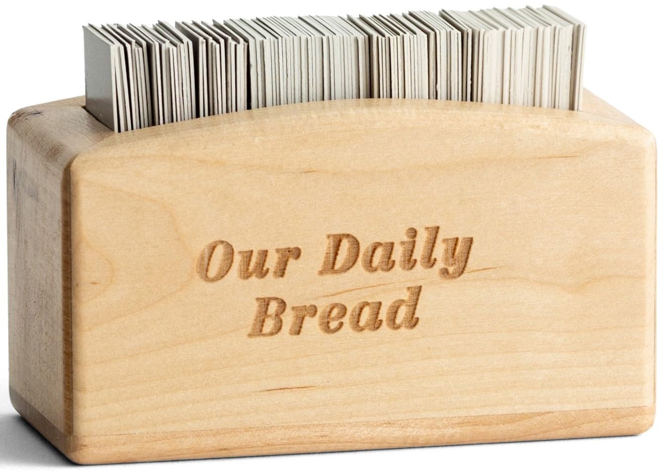 DaySpring Our Daily Bread Wooden Promise Box - 240 Bible Scripture Cards with God's Word, Christian Gift for Encouragement & Faith Sharing (J4531, Brown) - Perfect for Daily Devotion, Small Group Bible Study & Inspirational Home Decor