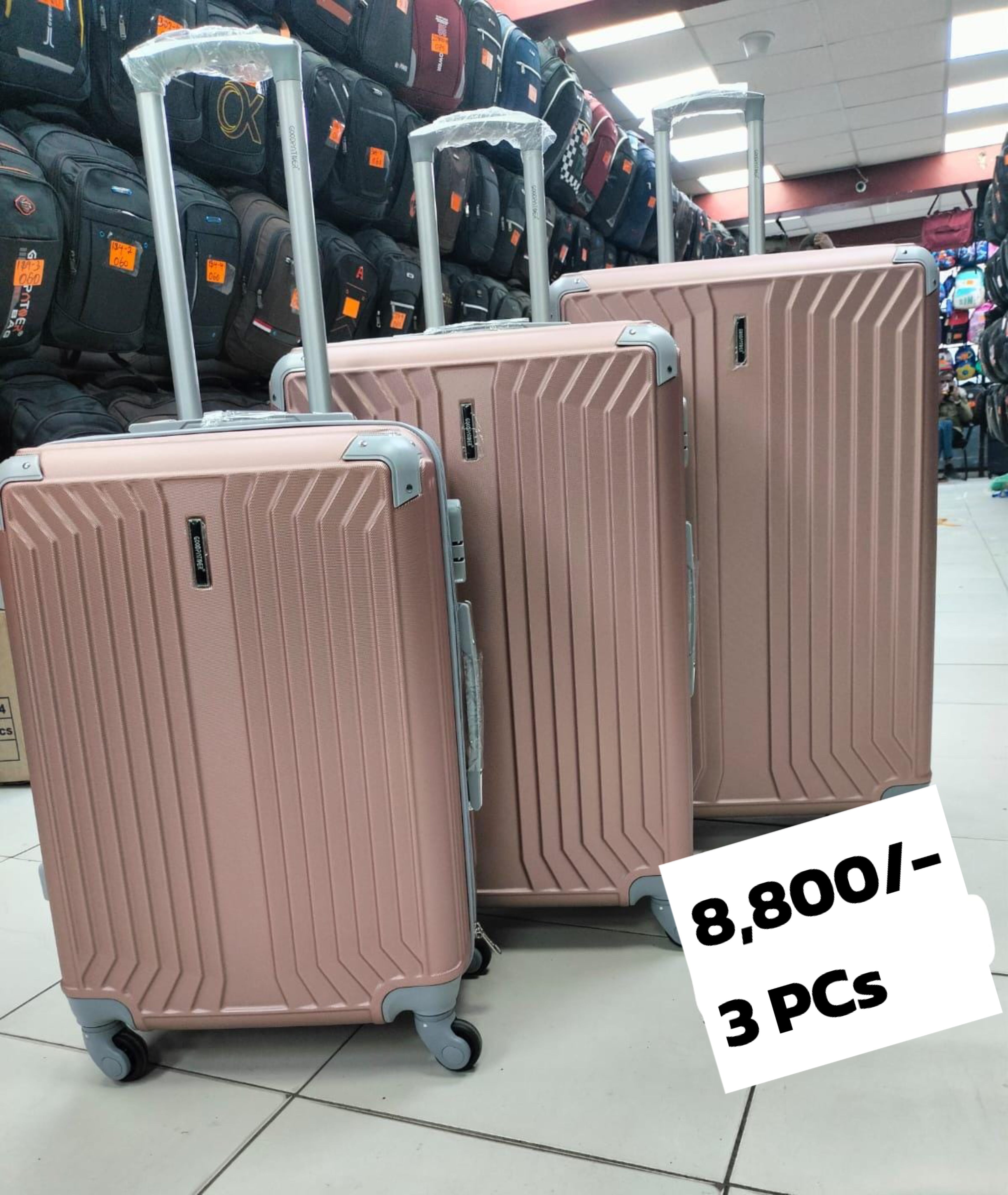 Durable 3-Piece Rubber Suitcase Set for Travel - Lightweight, Waterproof Luggage for Airplane, Business Trips & Vacations