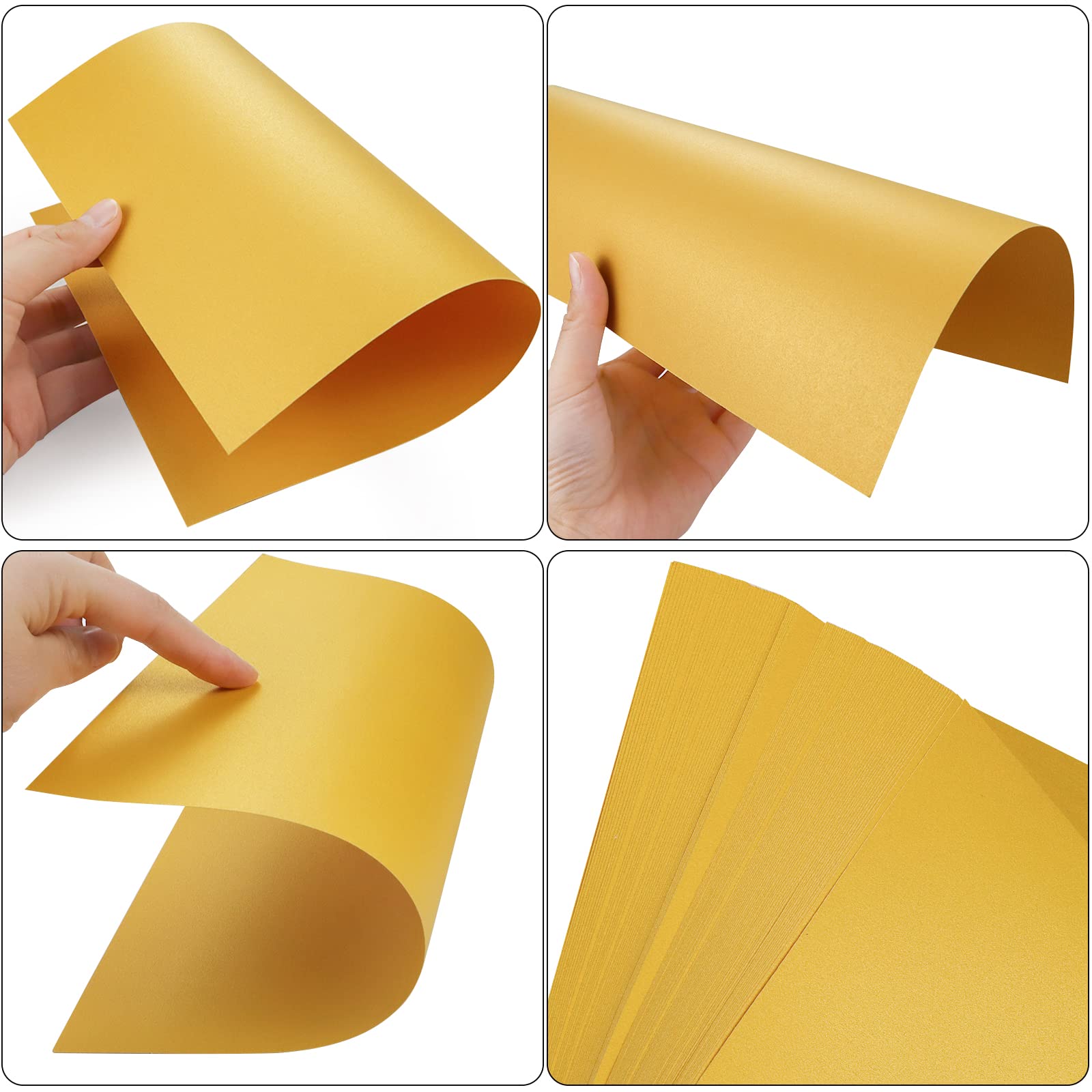 Premium Gold Shimmer Paper - 100 Sheets Metallic Cardstock 8.5