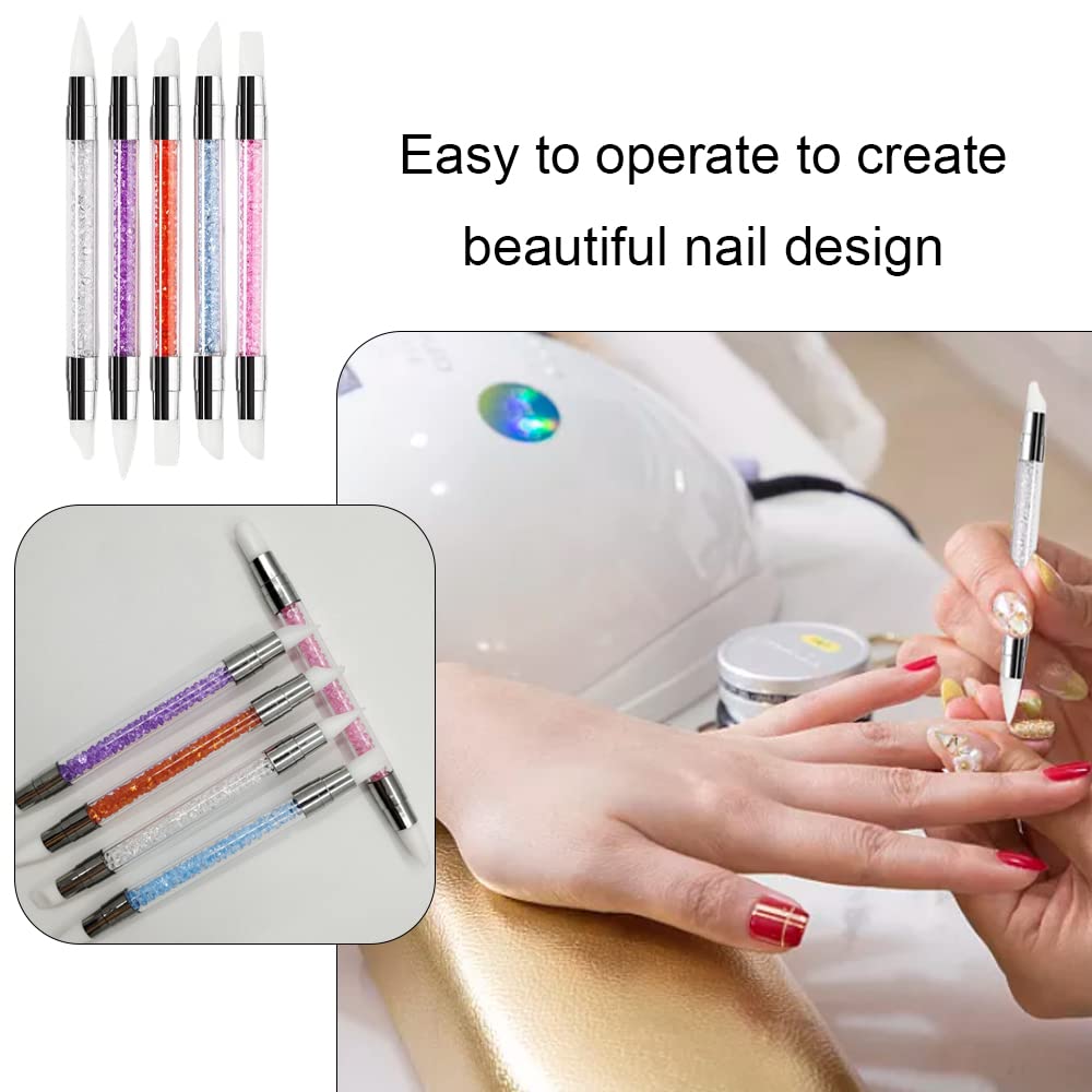 5 Pcs Professional Nail Art Brushes Set - Rhinestone & Sculpture Pens for DIY Manicure, Nail Art Drawing & Design | Perfect for Home Salon, Party Nails & Gift Giving