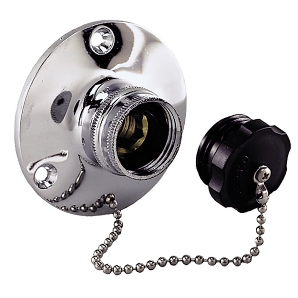 Perko 0499DP0CHR Marine Water Inlet Fitting for Dockside Water Hookup - Perfect for Boat Docks, Marinas & Yacht Water Supply Systems