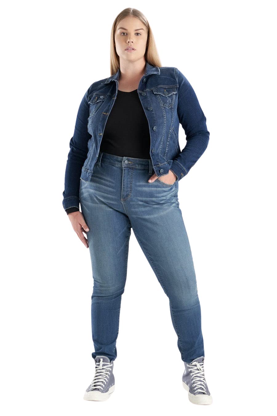 Premium Women's Plus Size Stretch High Rise Skinny Jeans - Comfortable & Flattering Slim Fit Denim Pants (Indigo Blue) | Perfect for Casual Wear, Office Outfits & Night Out Looks