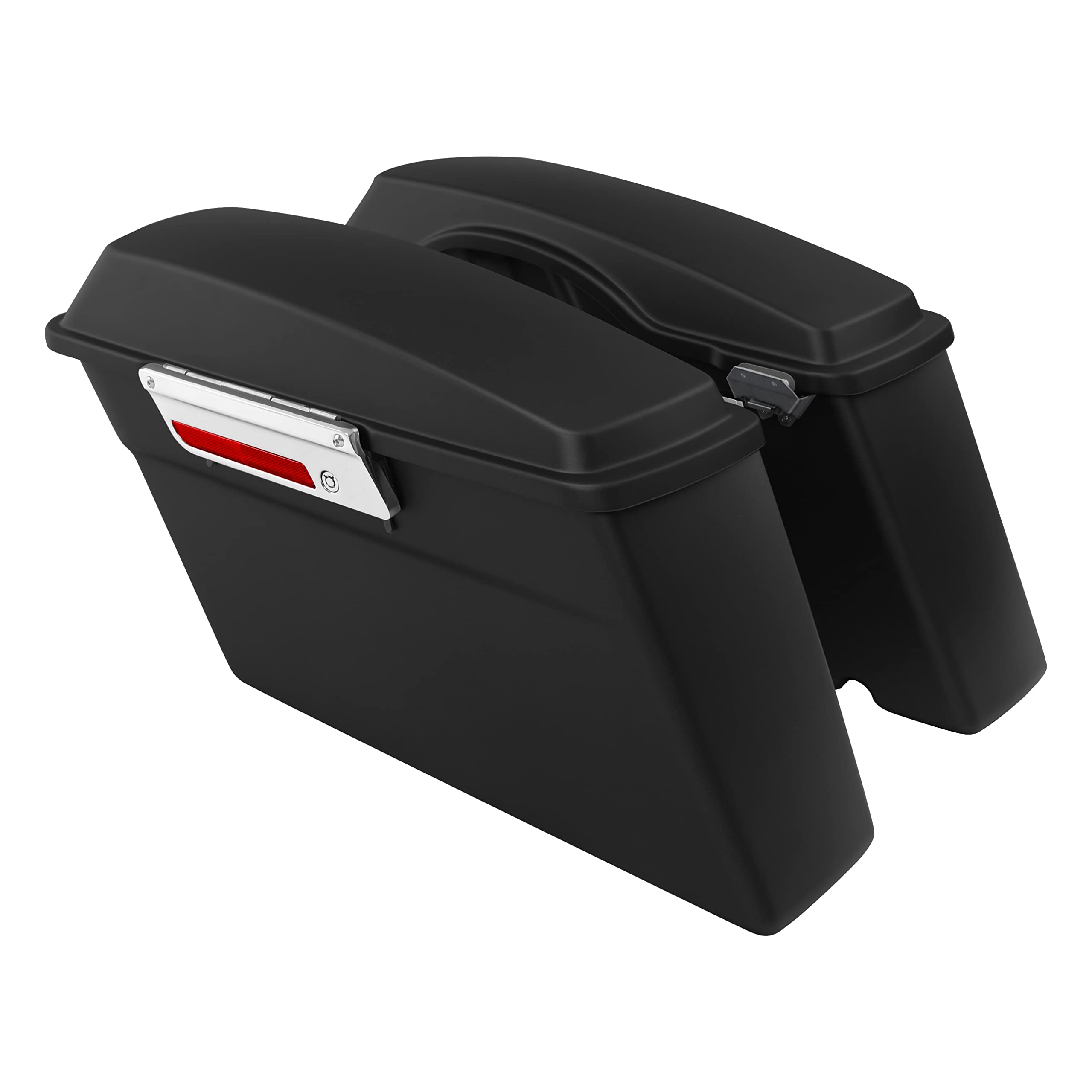 XFMT Motorcycle Matte Black Hard Saddlebags with Lids & Chrome Latches - Compatible with Harley Touring Road King, Street Glide, Road Glide, Electra Glide (1994-2013) - Durable Storage for Long Rides & Road Trips