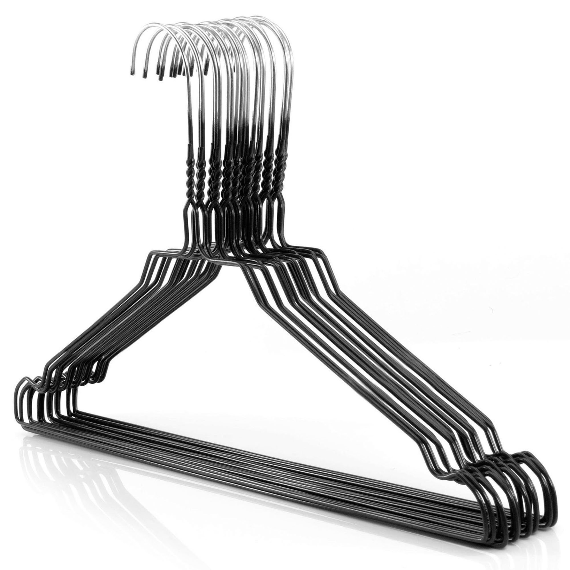 Hangerworld 50-Pack Black Coated 16-Inch Metal Wire 13-Gauge Pants Hangers - Heavy Duty Garment Hangers for Closet, Coat, Suit & Dress Organization