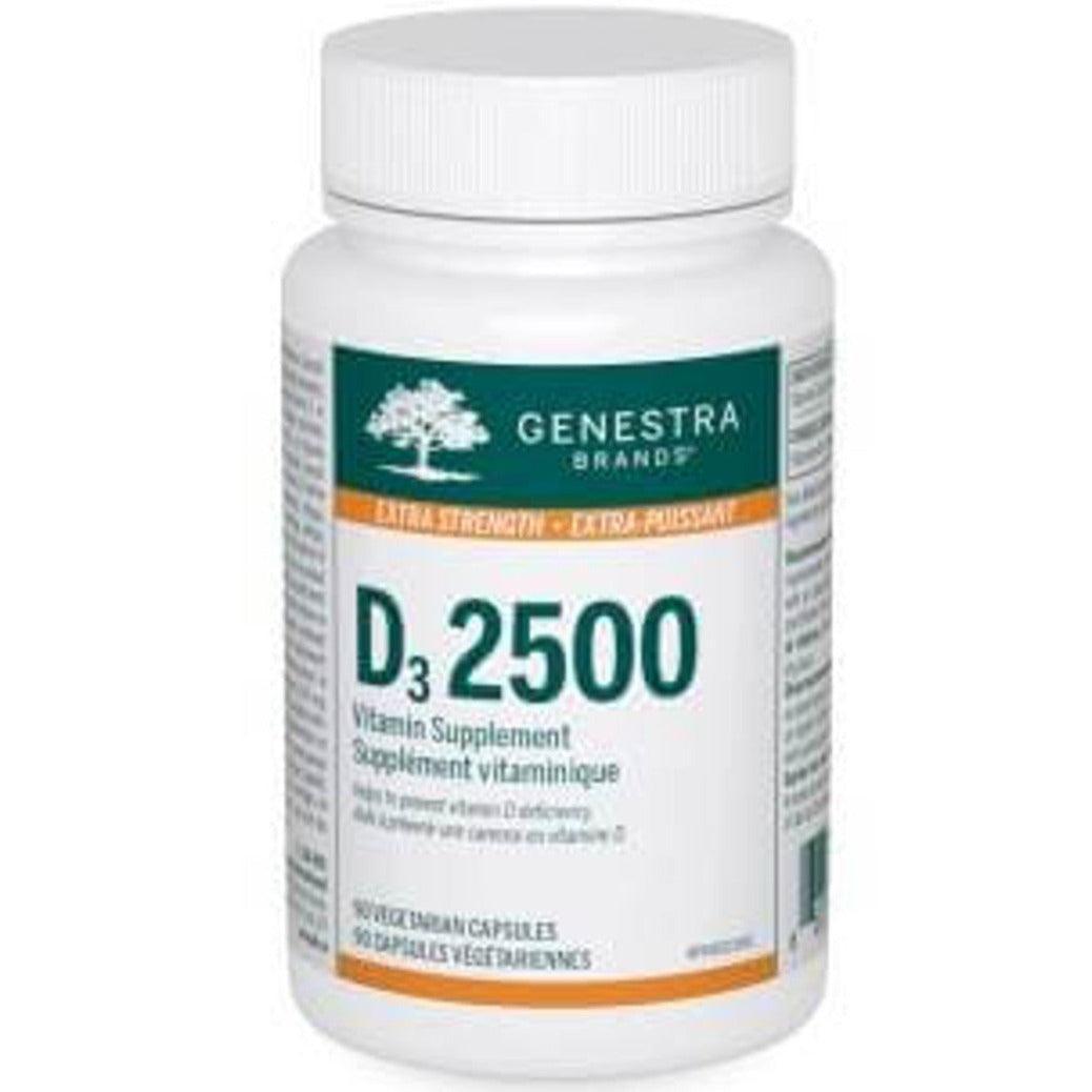 Genestra Vitamin D3 2500 IU (90 Capsules) - Supports Bone Health, Immune System & Mood - Perfect for Daily Supplementation & Winter Wellness