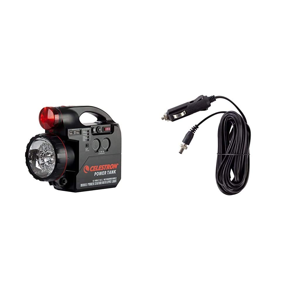 Celestron PowerTank 12V Portable Telescope Battery - 7Ah/84Wh Power Supply for Computerized Telescopes with LED Flashlight & Car Adapter - Compatible with Nexstar Telescopes - Perfect for Stargazing, Astronomy & Outdoor Observation