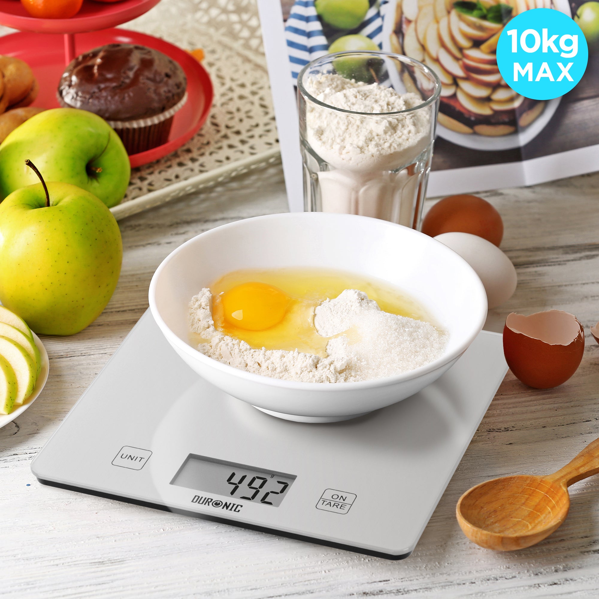 Duronic KS1080 Digital Kitchen Scale - Precision Electronic Food Scale for Cooking, Baking, Postal & Office Use | Accurate Weighing for Ingredients, Pet Food, Letters & Packages | Perfect for Home, School & Professional Kitchens