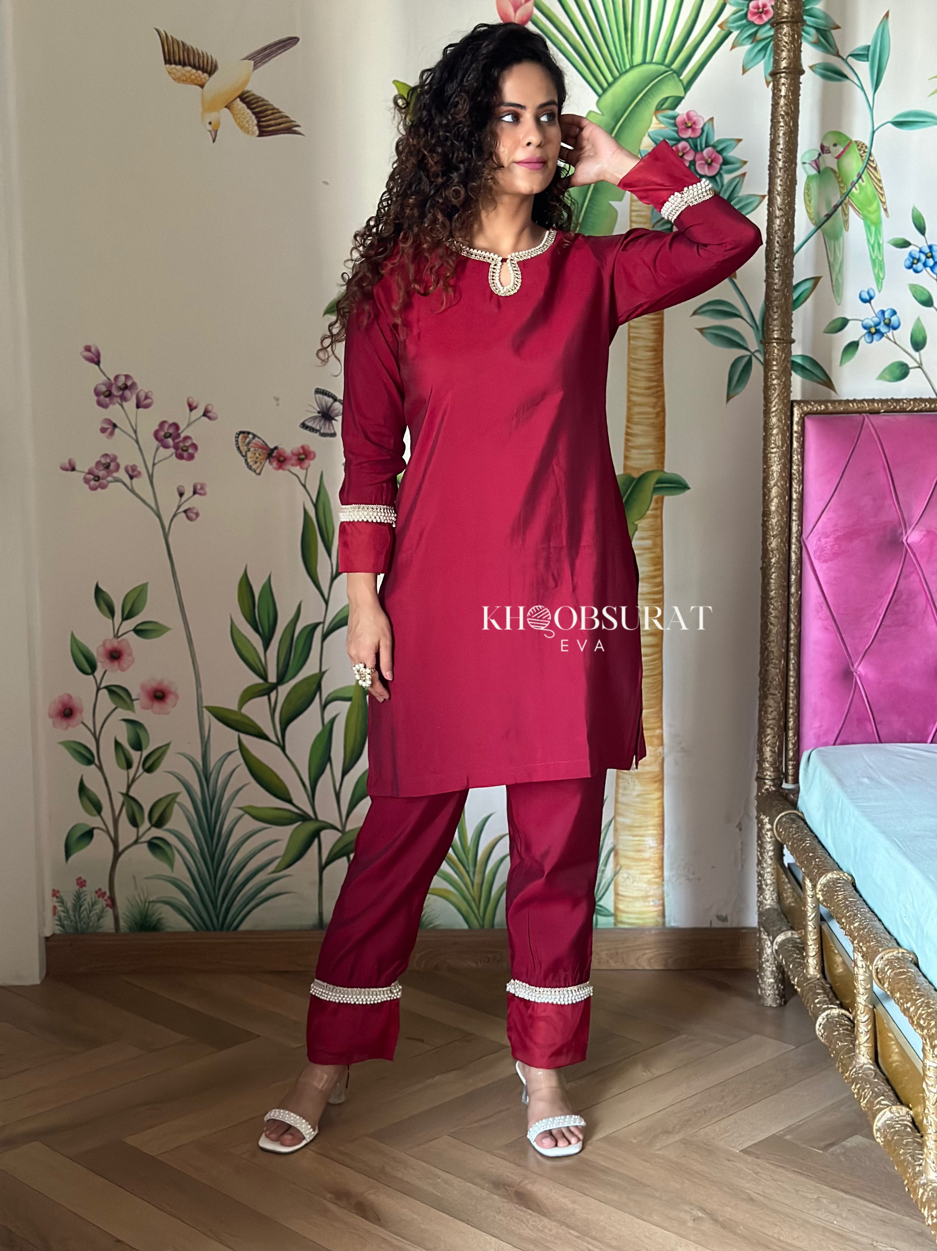 Elegant Indian Wedding Red Kurta Set for Women - Traditional Embroidered Anarkali Dress with Dupatta - Perfect for Bridal, Festivals & Special Occasions