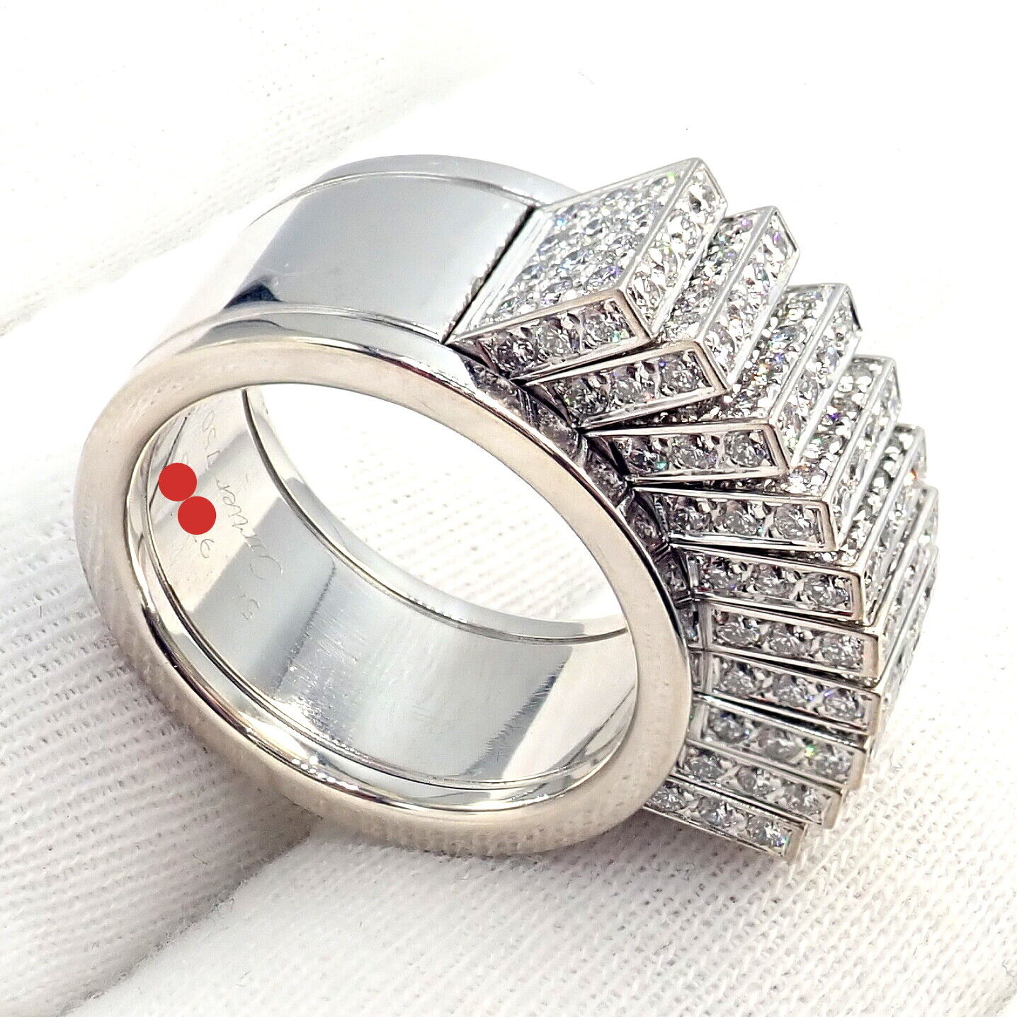 Authentic Cartier 18K White Gold Diamond Fan Ring - Luxury Jewelry for Women, Perfect for Weddings, Anniversaries & Special Occasions