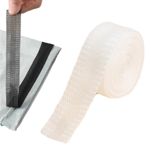 Iron-on Instant Hem Tape for Pants - 5m/5.47yd Self-Adhesive Fabric Strips, 25mm Width for Suit Jeans & Trousers - DIY Sewing Accessories (White) | Perfect for Hemming, Altering Clothes & Quick Clothing Repairs